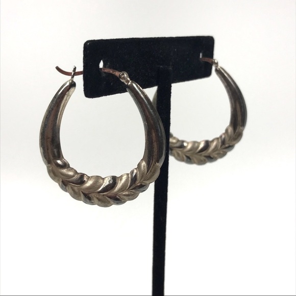 Sterling Silver Repousse Hoop 3D Earrings - Picture 1 of 8